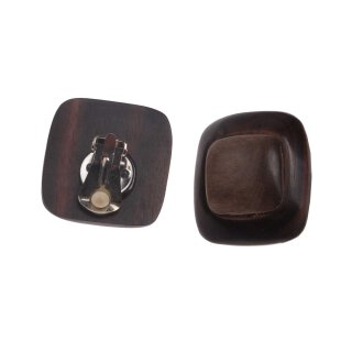 Ebony with Grey wood Earrings,Square 32mm