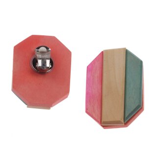 Wood Earring with Design,Multicolor 46mm