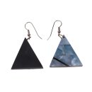 Earrings made of Shell Pyramid Design,Blue 36mm