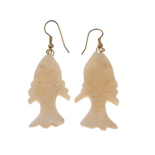 Earrings made of Handcarved Bone,Fish Design,45mm