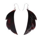 Earrings made of Handcarved Black Horn,Leaf Design,70mm