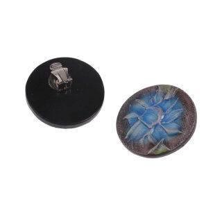 Earrings made of Wood Handpainted,Flat Round 38mm
