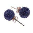 Stingray Leather Cobalt Blue Round Polished Earrings,925...