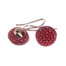 Stingray Leather Flat Round Red Polished Earrings,925...