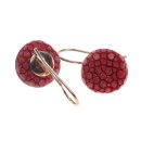 Stingray Leather Flat Round Red Polished Earrings,925...