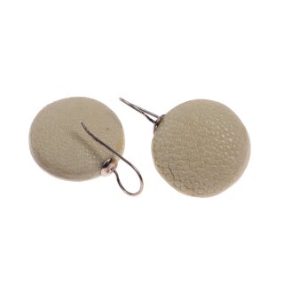Stingray Leather Flat Round White Polished Earrings,925 Sterling Silver 25mm