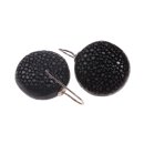 Stingray Leather Flat Round Black Polished Earrings,925...