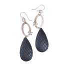 Python Leather Earrings,925 Sterling Silver Metallic...