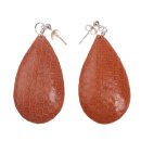 Earrings made of Watersnake Leather Flat Teardrops,Orange...
