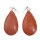 Earrings made of Watersnake Leather Flat Teardrops,Orange Shiny,925 Silver 40mm