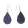 Earrings made of Python Leather Flat Teardrops,Navy Blue Shiny,925 Silver 32mm