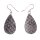 Earrings made of Watersnake Leather Flat Teardrops,Natural Shiny,925 Silver 32mm