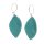 Stingray Leather Twisted Leaf Peacock Green Polished Earrings,925 Sterling Silver 60mm