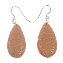 Stingray Leather Teardrop Salmon Polished Earrings,925...