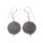 Earrings made of Stingray Leather Ufo Flat Round 17mm,Grey Polished,925 Sterling Silver