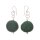 Earrings made of Stingray Leather Ufo Flat Round 17mm,Dark Green Polished,925 Sterling Silver