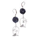 Earrings made of Python Leather 17mm,Dark Blue,925...
