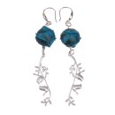 Earrings made of Python Leather 17mm,Blue Turquoise...