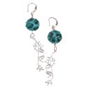 Earrings made of Python Leather 17mm,Blue Turquoise...