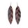 Earrings made of Black Horn, Leaf design Matt & Shiny 100x24mm,925 Sterling Silver