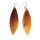 Earrings made of Brown Horn, Leaf design Shiny 73x22mm,925 Sterling Silver