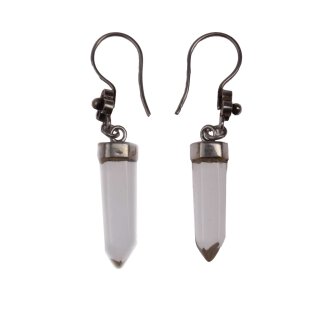 Earrings made of White Crystal Stone 22mm,925 Sterling Silver
