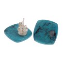 Turquoise Stones Cabochon Cut Square 15mm with Ear Studs...