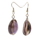 Cowrie Shell Earrings with Shepherds Crook Gold 28mm