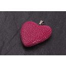 Rochenleder Anhänger Fuschia Polished / 925 Sterling Silber / Heart 40mm