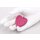 Rochenleder Anhänger Fuschia Polished / 925 Sterling Silber / Heart 40mm