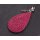 Rochenleder Anhänger Fuschia Polished / 925 Sterling Silber / Tropfen 55mm