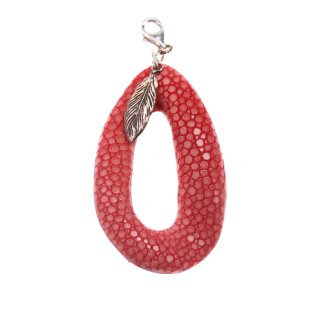 Stingray Pendant Red Strawberry Polished / 925 Sterling Silber / Wavy Teardrop 55mm