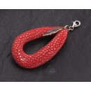 Stingray Pendant Red Strawberry Polished / 925 Sterling Silber / Wavy Teardrop 55mm