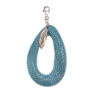Stingray Pendant Peacock Blue Polished / 925 Sterling Silber / Wavy Teardrop 55mm