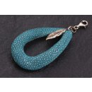 Stingray Pendant Peacock Blue Polished / 925 Sterling Silber / Wavy Teardrop 55mm
