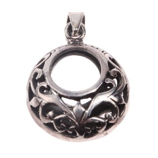 925Sterling Silber Round Drop Carving Charm Pendant 22mm