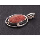 925 Sterling Silber Pendant with Coral / 44x36mm