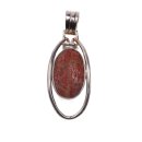 925 Sterling Silber Pendant with Coral / 55x22mm