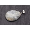 Black & White Jasper Stone Pendant Teardrop  40x30mm