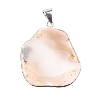 Grey Agate Stone Pendant 35x30mm