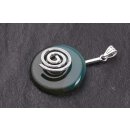 Green Agate Stone Pendant Donut 28mm with Spiral Brass...
