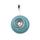 SYN. Turquoise Stone Pendant Donut 28mm with Spiral Brass Silber Plated