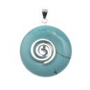 SYN. Turquoise Stone Pendant Donut 35mm with Spiral Brass...