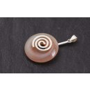 Natural Crazy Agate Stone Pendant Donut 28mm with Spiral Brass Silber Plated