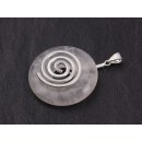 Rose Quartz Stone Pendant Donut 35mm with Spiral Brass...