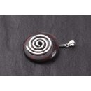Jasper Stone Pendant Donut 35mm with Spiral Brass Silber Plated