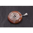 Red Line agate Stone Pendant Donut 35mm with Spiral Brass...