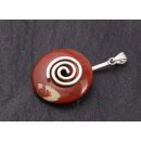 Red Jaspis Stein Anhänger Donut 30mm Spirale aus versilbertem Messing