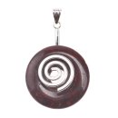 Jasper Stone Pendant Donut 30mm with Spiral Brass Silber Plated