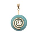 SYN. Turquoise Stone Pendant Donut 25mm with Spiral Brass...